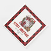 Serviette En Papier Cowboy Christmas napkins red black tartan design (Coin)