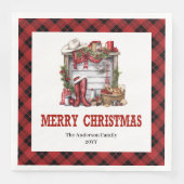 Serviette En Papier Cowboy Christmas napkins red black tartan design (Devant)