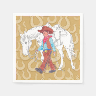 Serviette en papier Cowboy et Cheval