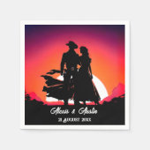 Serviette En Papier Cowboy et Cowgirl à Sundown (Devant)