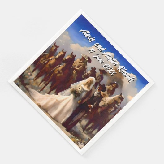 Serviette En Papier Cowboy et mariée Mariage extérieur (Coin)