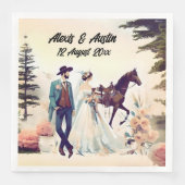 Serviette En Papier Cowboy, mariée et Mariage du cheval (Devant)