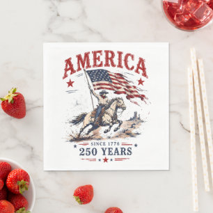 Serviette En Papier Cowboy Patriotique 250 Ans Amérique 1776 2026