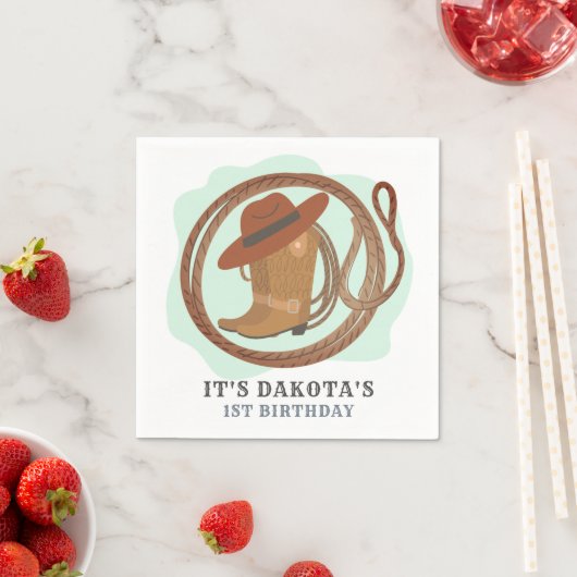 Serviette En Papier Cowboy Première fête d'anniversaire Napkins (En situation)