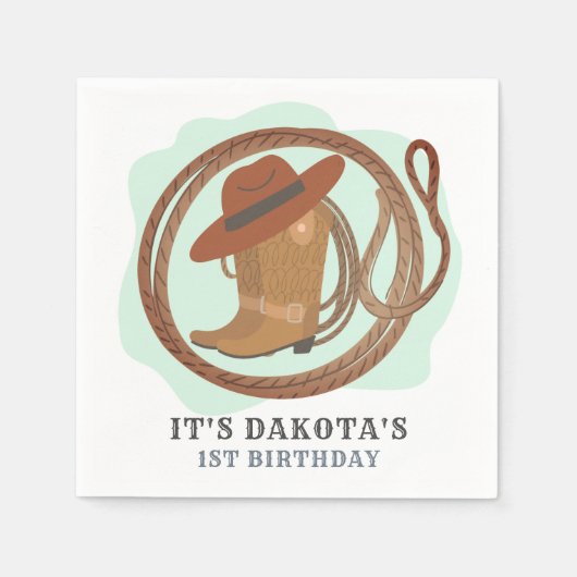 Serviette En Papier Cowboy Première fête d'anniversaire Napkins (Devant)