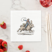 Serviette En Papier Cowboy Riding Easter Bunny Western Howdy Easter Fu (En situation)