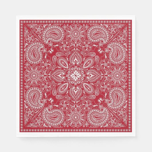 Serviette En Papier Cowboy rouge et blanc (Devant)