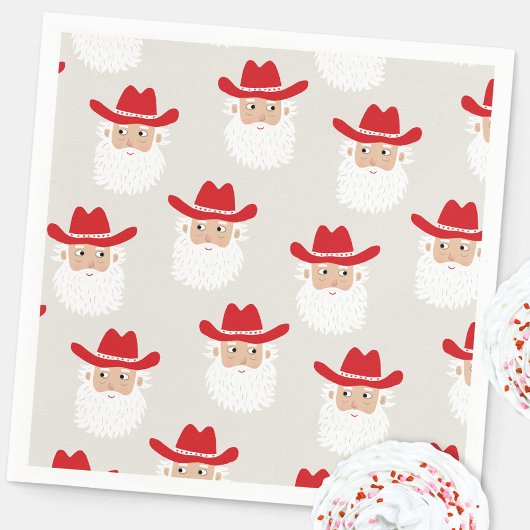 Serviette En Papier Cowboy Santa Claus Western Christmas