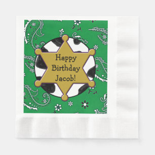 Serviette En Papier Cowboy shérif insigne serviettes d'anniversaire