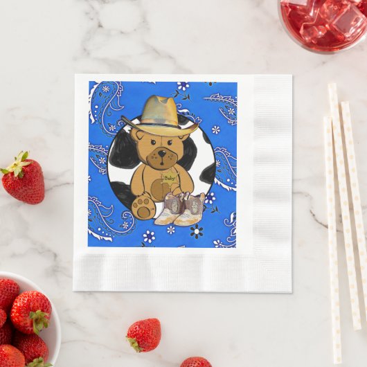 Serviette En Papier Cowboy Sheriff Teddy Bear Baby shower serviettes (En situation)