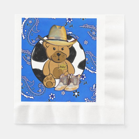 Serviette En Papier Cowboy Sheriff Teddy Bear Baby shower serviettes (Devant)