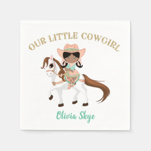 Serviette En Papier Cowgirl Afro-Américaine sur un cheval Filles Weste