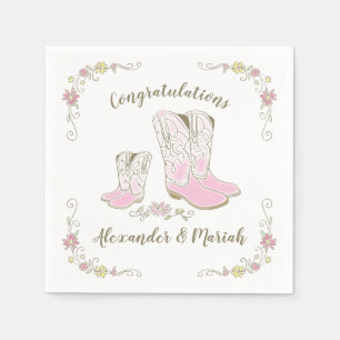 Serviette En Papier Cowgirl Baby shower Pays Western Rose Girl