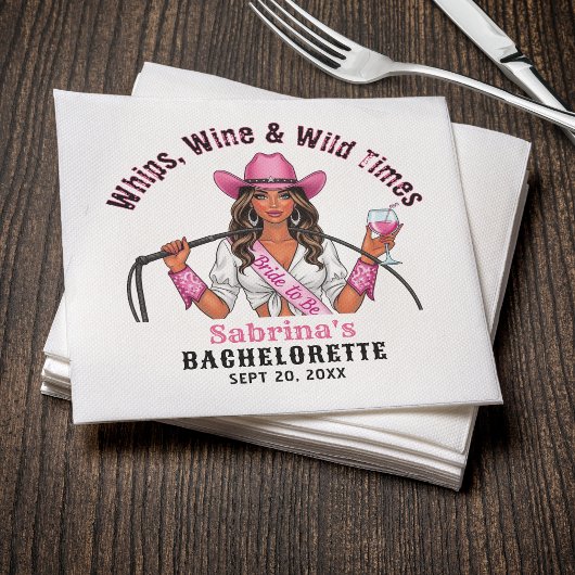 Serviette En Papier Cowgirl Bachelorette Party Whihid Wine & Wild Time
