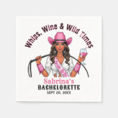 Serviette En Papier Cowgirl Bachelorette Party Whihid Wine & Wild Time (Devant)