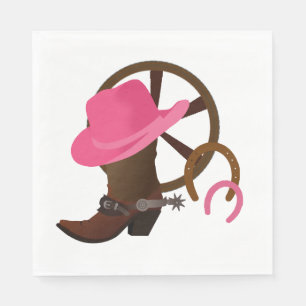 Serviette En Papier Cowgirl Birthday Party Boot Scottin