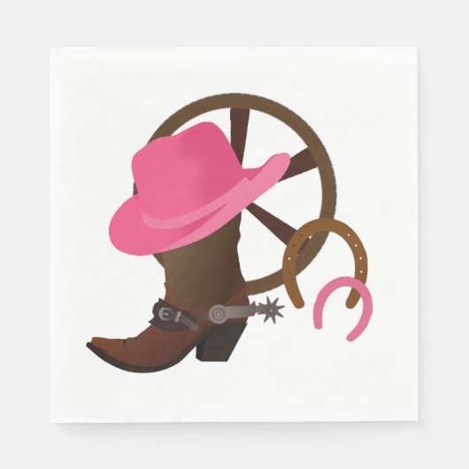 Serviette En Papier Cowgirl Birthday Party Boot Scottin (Devant)