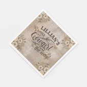 Serviette En Papier Cowgirl Boho Floral Western Script Papier Napkin (Coin)