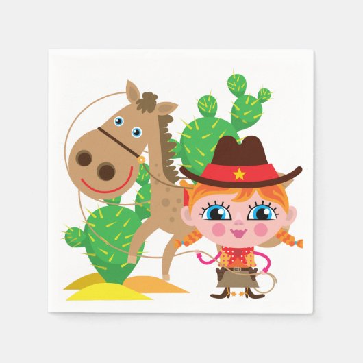 Serviette En Papier Cowgirl et Horse (Devant)