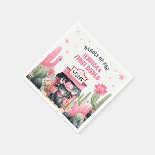 Serviette En Papier Cowgirl First Rodeo Highland Cow Birday Party (Coin)