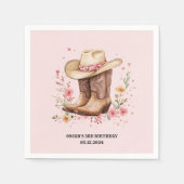 Serviette En Papier Cowgirl Fleur sauvage Bash Anniversaire rose Ouest (Devant)