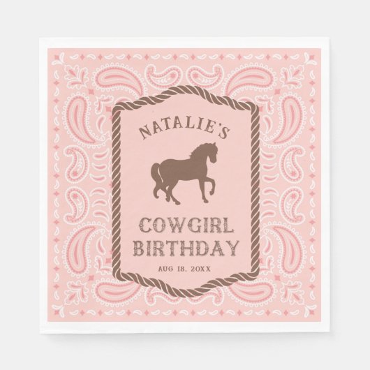 Serviette En Papier Cowgirl rose | Horse Silhouette Party (Devant)