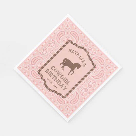 Serviette En Papier Cowgirl rose | Horse Silhouette Party (Coin)