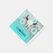 Serviette En Papier Cowgirl Western Country Floral Teal Baby Shower (Coin)