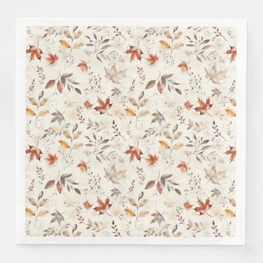 Serviette En Papier Cozy Autumn Aesthetic Fall Leaves Botanical (Devant)