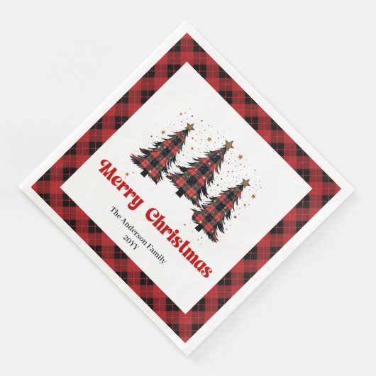 Serviette En Papier Cozy Buffalo Christmas Napkin Personalized (Coin)