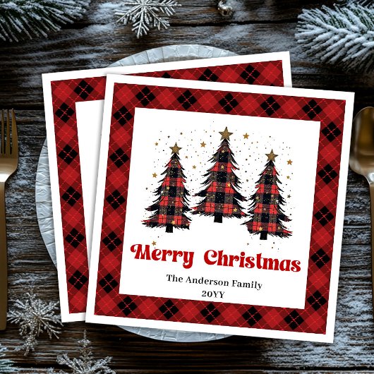 Serviette En Papier Cozy Buffalo Christmas Napkin Personalized