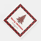 Serviette En Papier Cozy Buffalo Plaid Christmas Napkin Customizable (Coin)