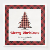 Serviette En Papier Cozy Buffalo Plaid Christmas Napkin Customizable (Devant)