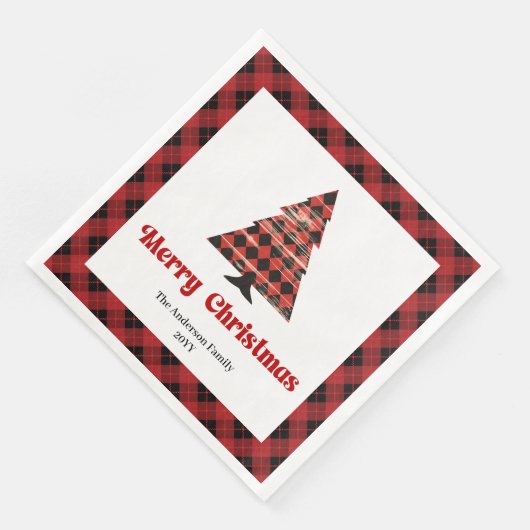 Serviette En Papier Cozy Buffalo Plaid Tree Napkin Holiday Design (Coin)