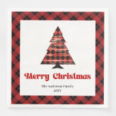 Serviette En Papier Cozy Buffalo Plaid Tree Napkin Holiday Design (Devant)