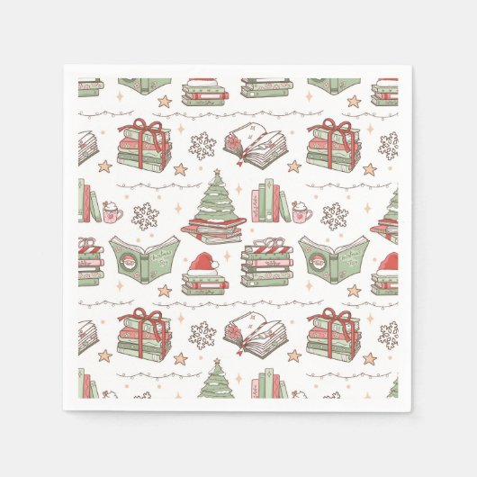 Serviette En Papier Cozy Christmas Book Lover  (Devant)