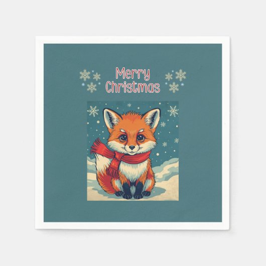 Serviette En Papier Cozy Christmas Fox Paper Napkin (Devant)