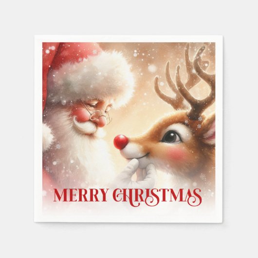 Serviette En Papier Cozy Christmas Napkins Cute Santa Claus Rudolph (Devant)