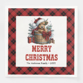 Serviette En Papier Cozy highland cow holiday napkins red black plaid (Devant)