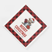 Serviette En Papier Cozy highland cow red black tartan holiday napkins (Coin)