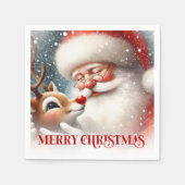 Serviette En Papier Cozy Santa and Rudolph Christmas Dinner Party   (Devant)