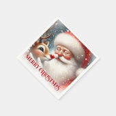 Serviette En Papier Cozy Santa and Rudolph Christmas Dinner Party   (Coin)