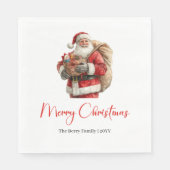 Serviette En Papier Cozy Santa Claus Minimalist Script Font Party (Devant)