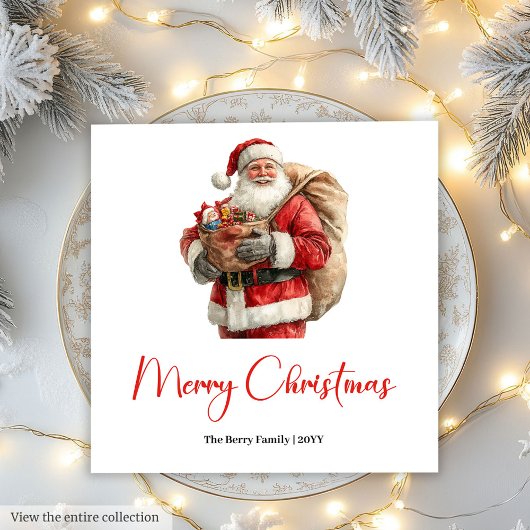 Serviette En Papier Cozy Santa Claus Minimalist Script Font Party