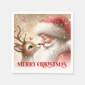 Serviette En Papier Cozy Santa Claus Rudolph Holiday Napkins Dinner  (Devant)