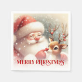 Serviette En Papier Cozy Santa Claus Rudolph Holiday Party Dinner Napk (Devant)