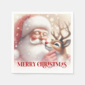 Serviette En Papier Cozy Santa Rudolph Holiday Table Napkins (Devant)