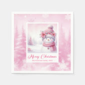 Serviette En Papier Cozy Winter Forest Pink Snowman Pinkmas Party (Devant)