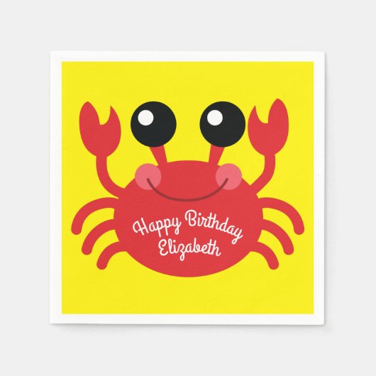 Serviette En Papier Crabe Anniversaire Soirée Cartoon Enfants (Devant)