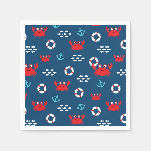 Serviette En Papier Crabe avec bouée de sauvetage (Devant)